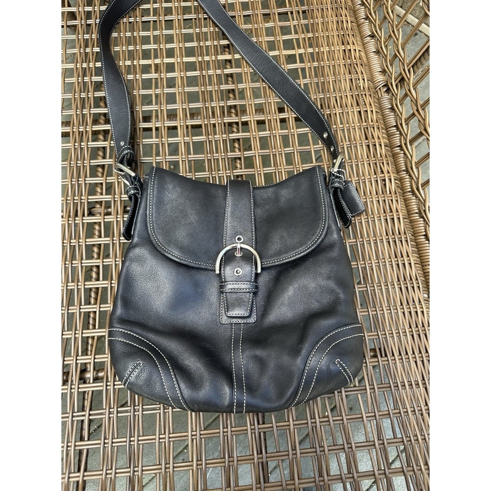Coach Vintage 9480 Soho Flap Crossbody Satchel Black Leather Shoulder Bag Y2K